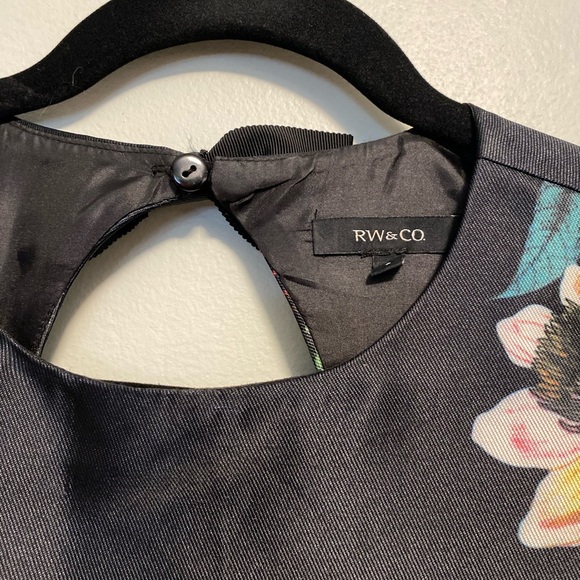 RW&CO. Black Floral Dress fit and flare with bow accent - 6 - Picture 3 of 11